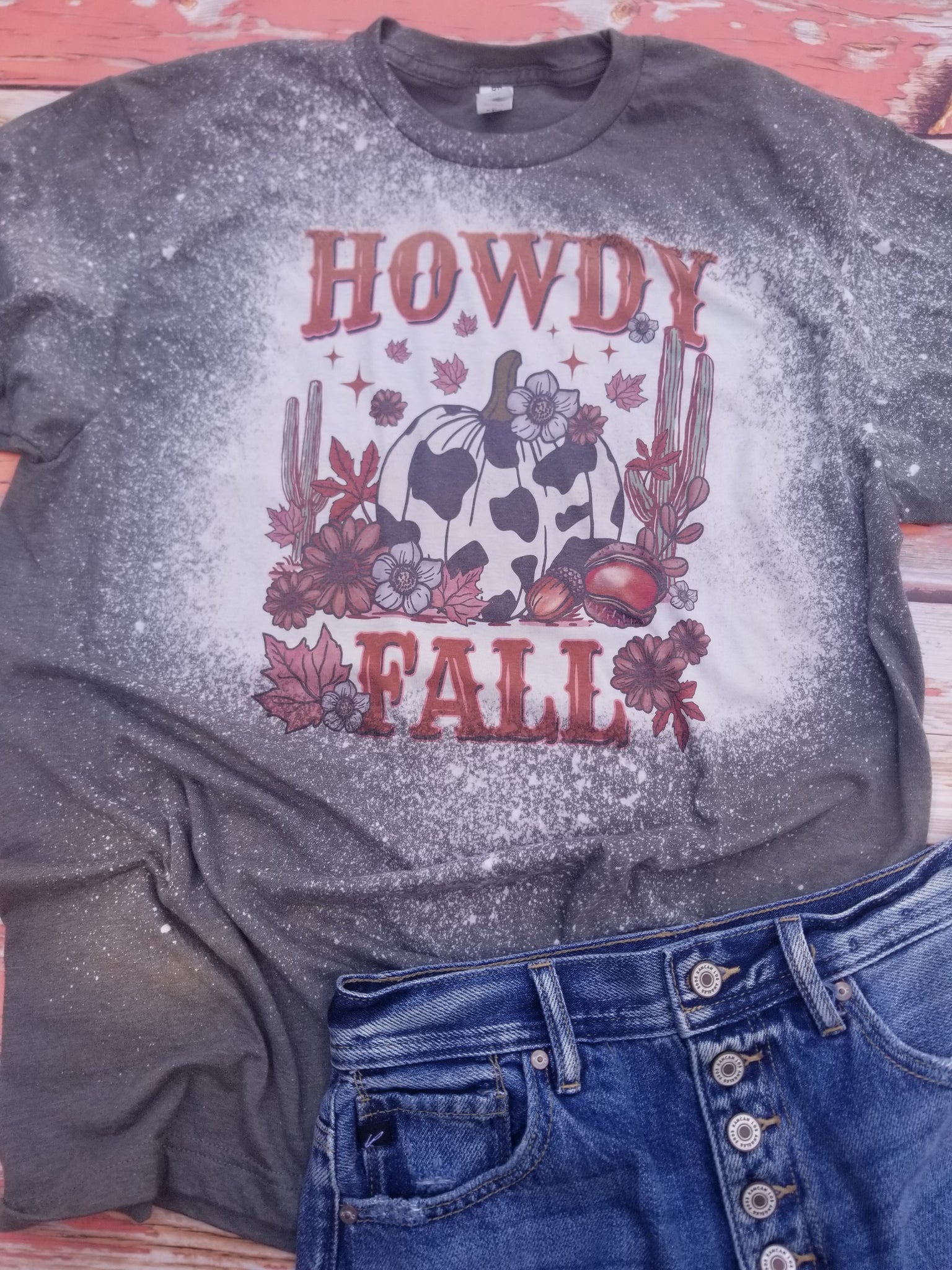 Howdy fall bleached shirt