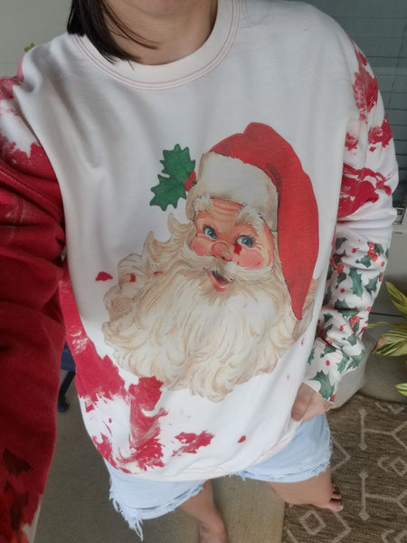 Vintage holly Santa sweatshirt