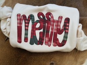 Merry plaid embroidered applique