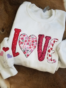 Love applique embroidered GILDAN sweatshirt