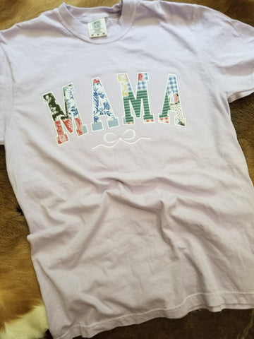 Mama patch work embroidered fabric applique