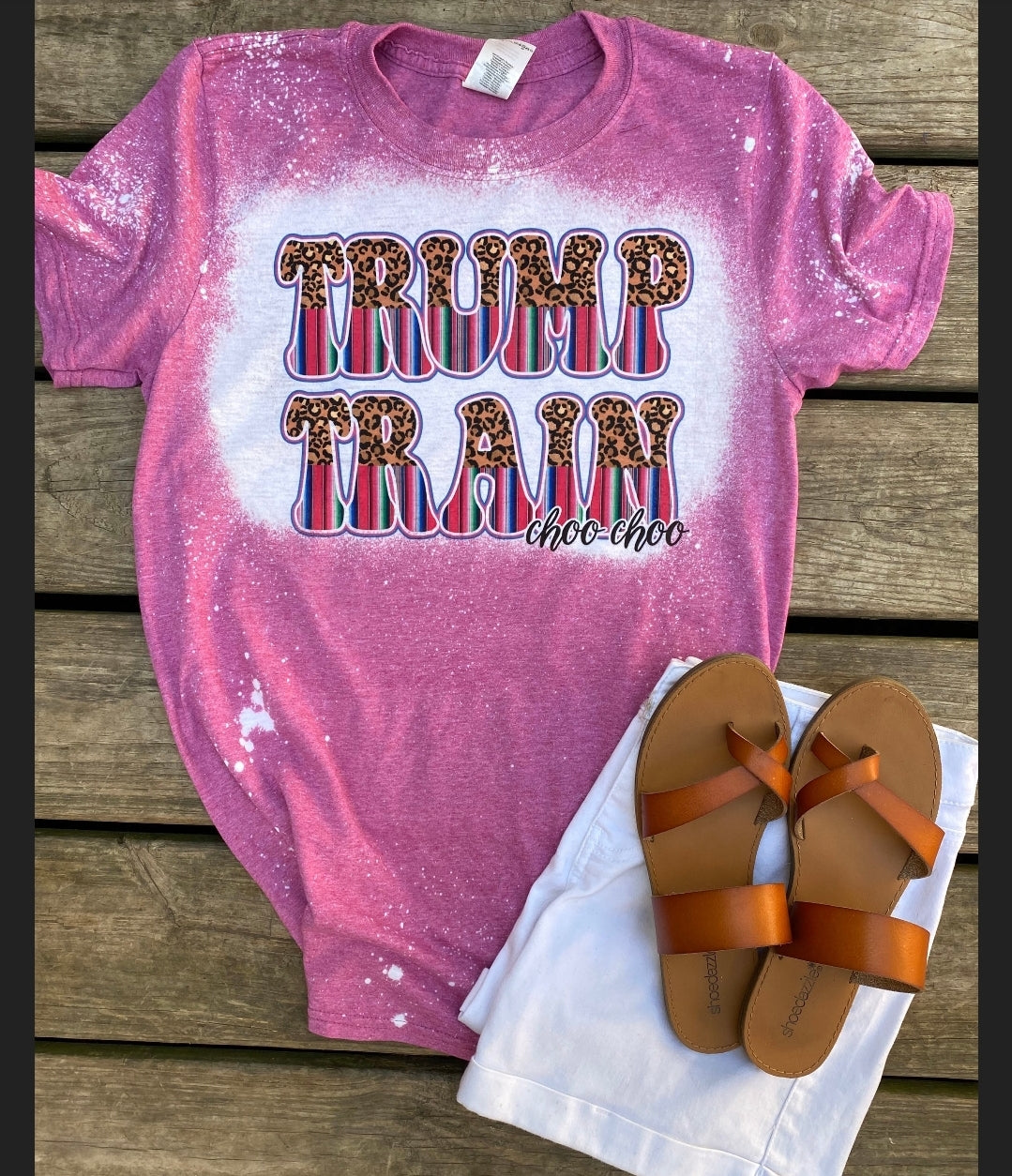 Trump train pink bleached shirt