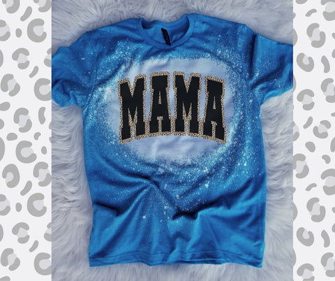 Mama varsity turquoise Bleached Tee