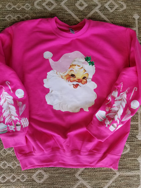 Vintage pink Santa Hot pink sweatshirt