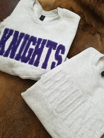 Varsity raw edged embroidered GILDAN sweatshirt