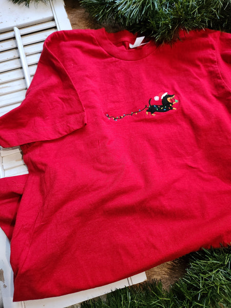 Christmas Dachshund embroidered