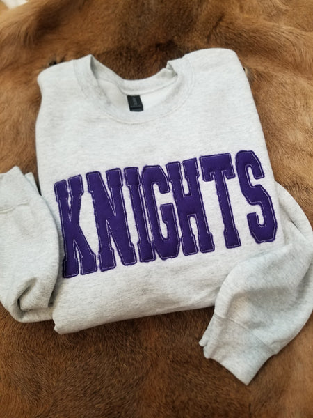 Varsity raw edged embroidered GILDAN sweatshirt