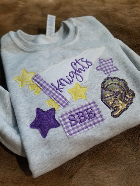 Customizable applique spirit mascot sweatshirt