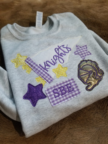 Customizable applique spirit mascot sweatshirt