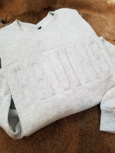 Varsity raw edged embroidered GILDAN sweatshirt