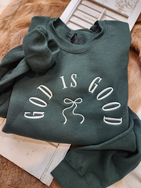 God is Good bow embroidered