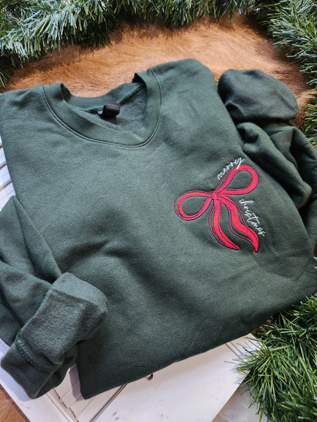 Merry Christmas bow embroidered
