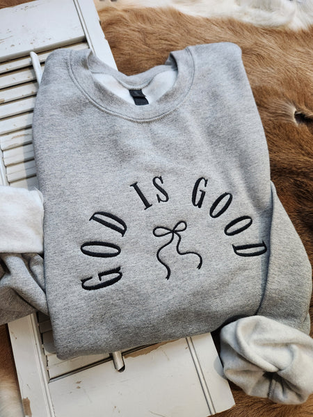 God is Good bow embroidered