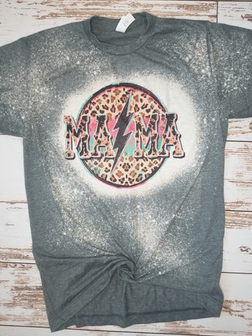 Mama Leopard Lighting Bolt grey bleached tee