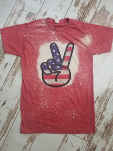 American Peace Sign Red bleached tee