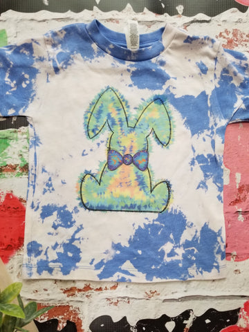 Tiedye bunny blue Easter acid washed tee