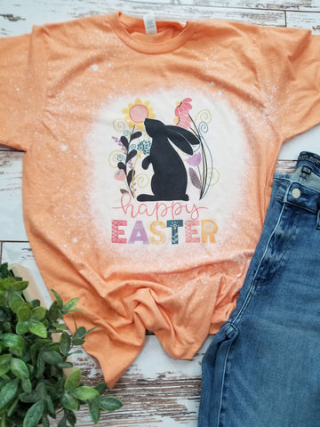 Happy Easter Bunny Coral Bleached Tee