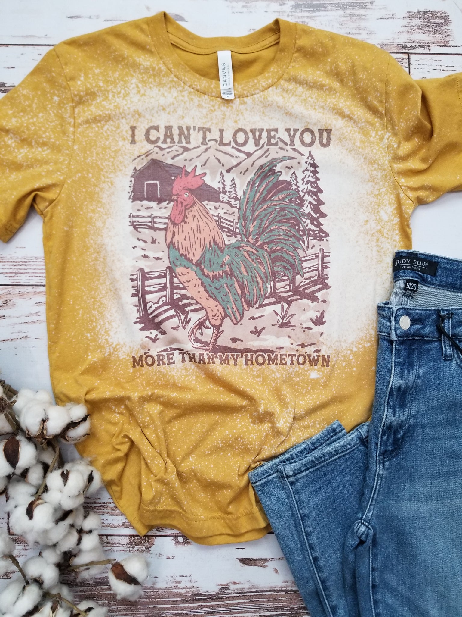 Can't love you like my hometown mustard bleached tee