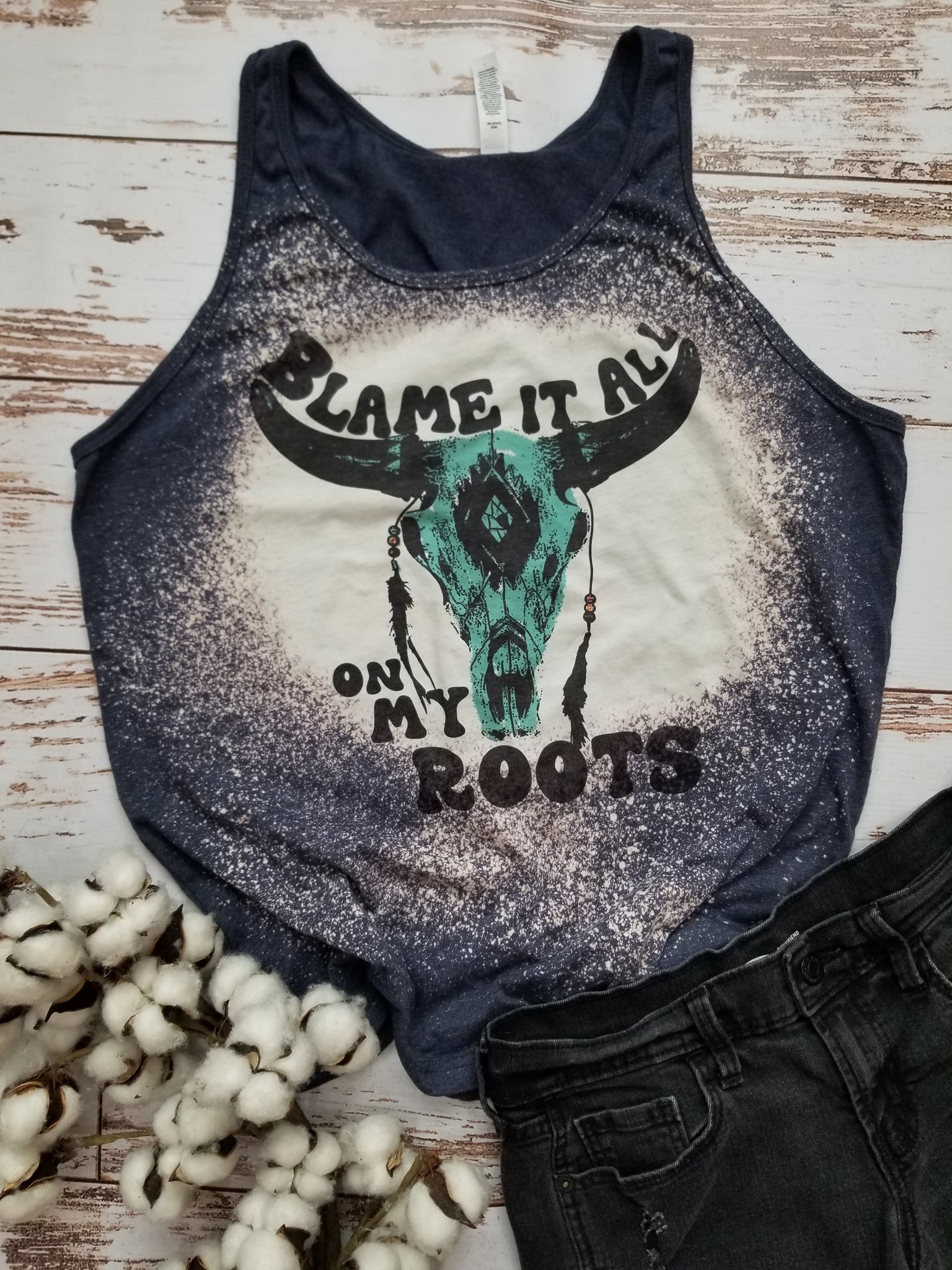 Blame it all on my roots navy Unisex Tank