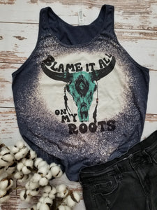 Blame it all on my roots navy Unisex Tank