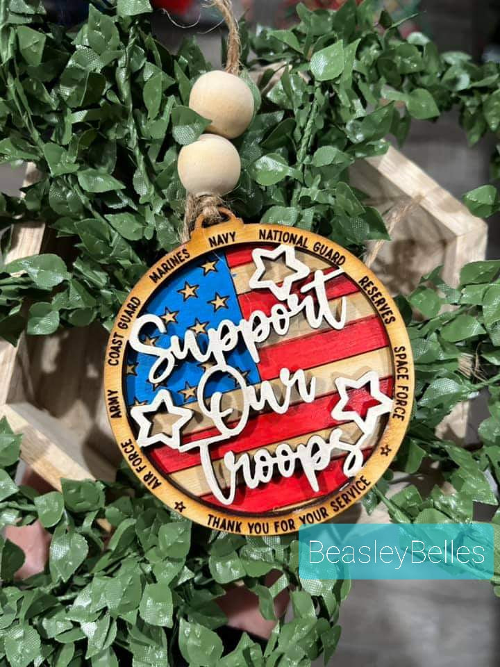 Support our troops ornament