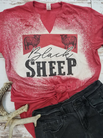 Black Sheep Red cut Bleached Tee