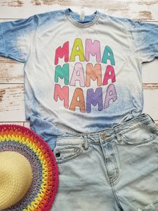 Brightly Colored Mama baby blue Bleached Tee