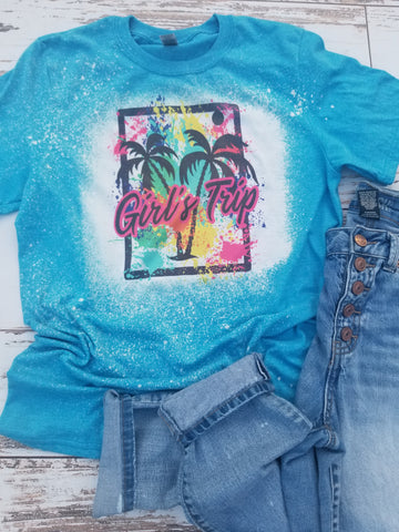 Girls trip Turquoise bleached tee