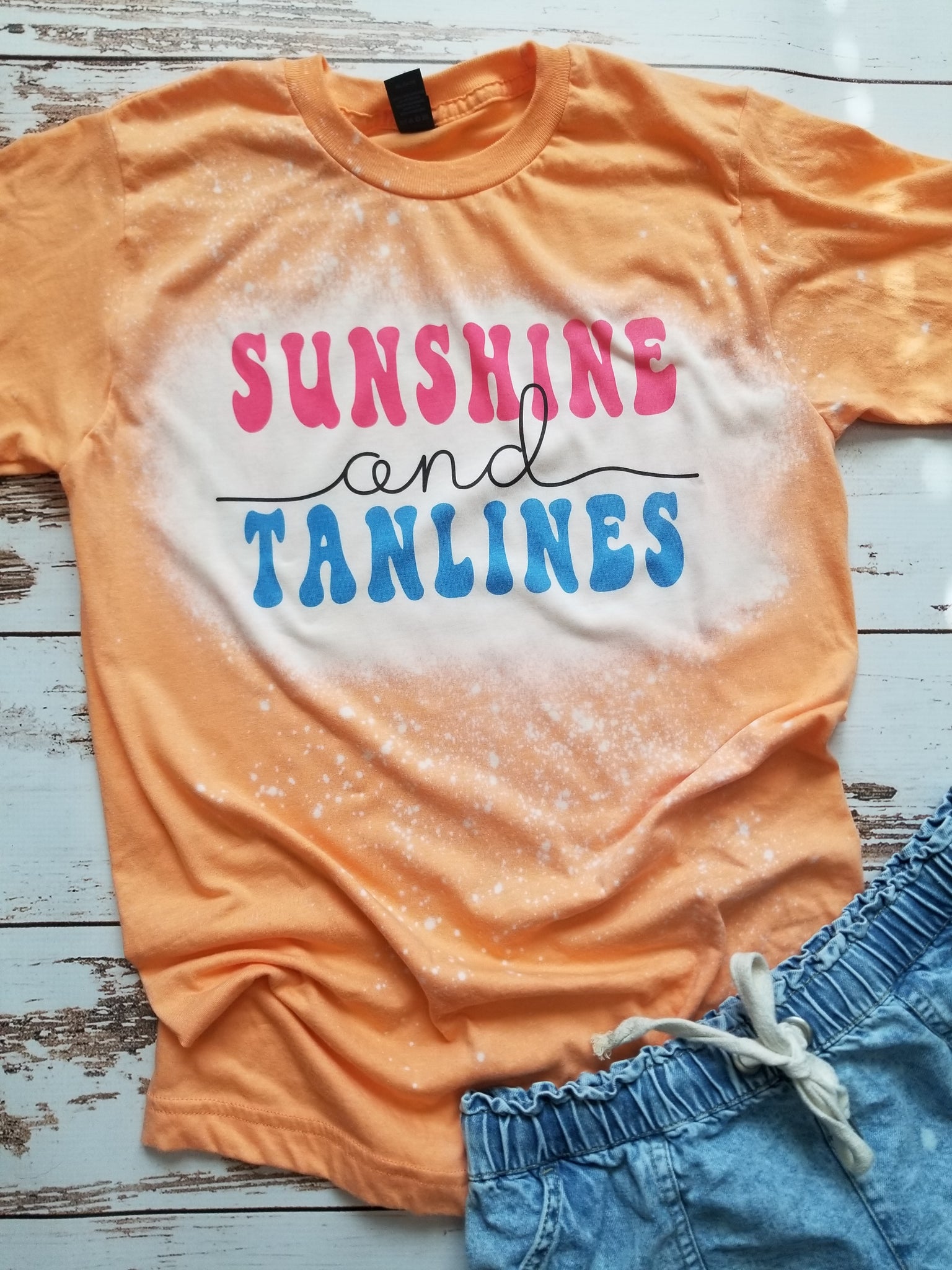 Sunshine and tanlines Coral  Bleached Tee