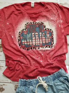 Made in America cut|distressed|Red Bleached Tee