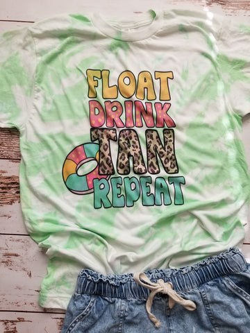 Float drink tan repeat lime Bleached Tee