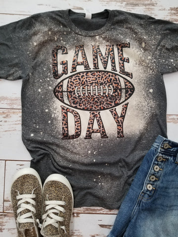 Game day football grey bleached tee