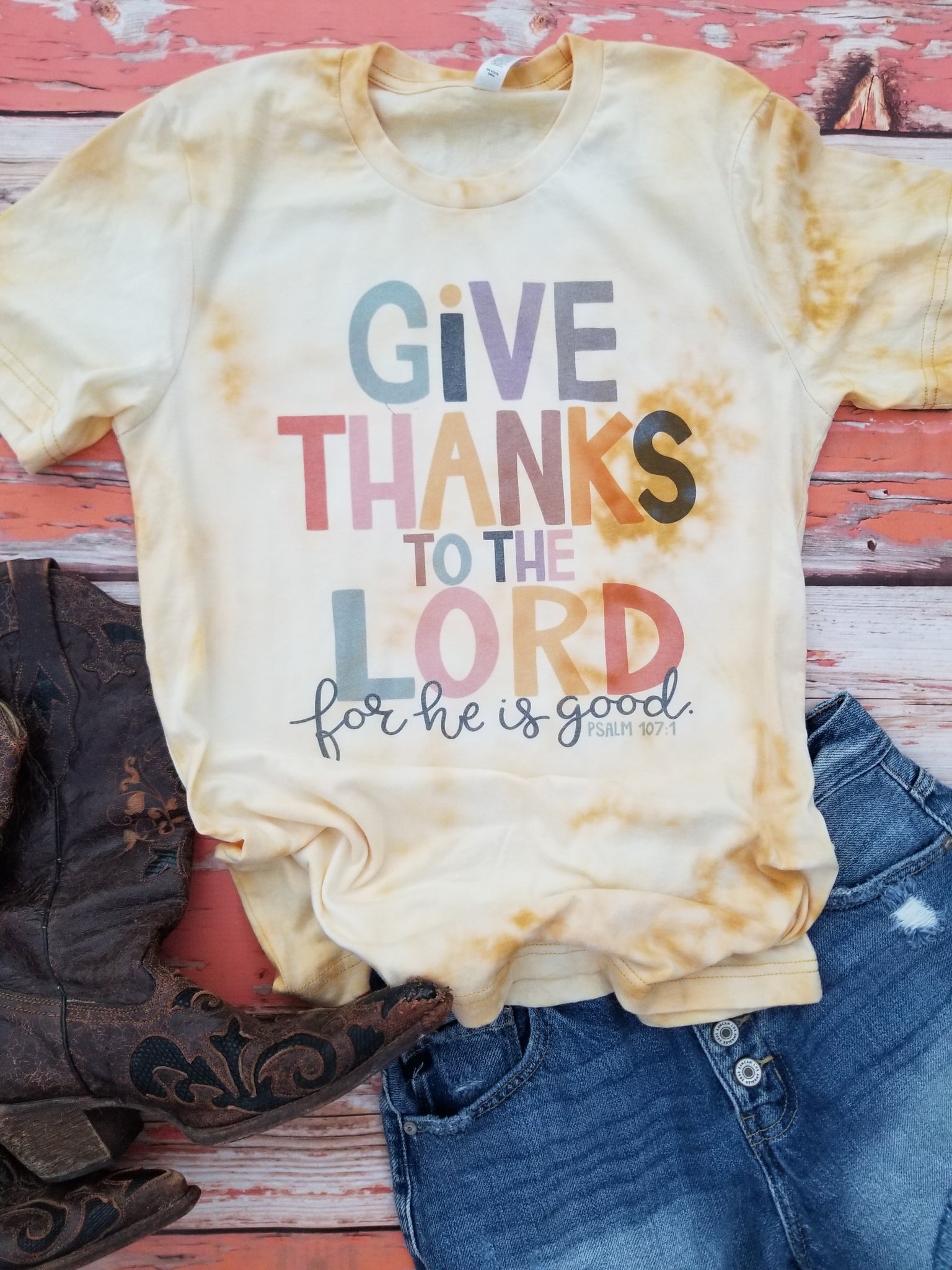 Give thanks to the Lord Bleached Tee