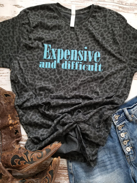 Expensive and difficult leopard puff Tee