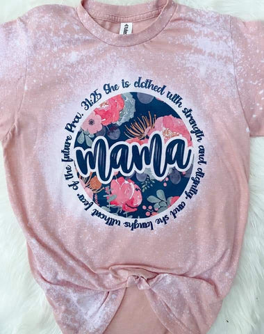 Mama Proverbs Floral Peach Bleached Tee