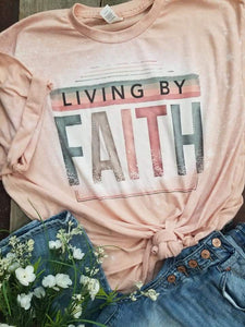 Faith Peach Bleached Tee