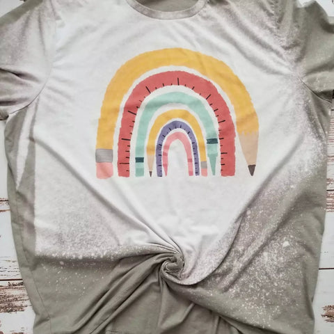 Teacher Rainbow Stone bleached tee