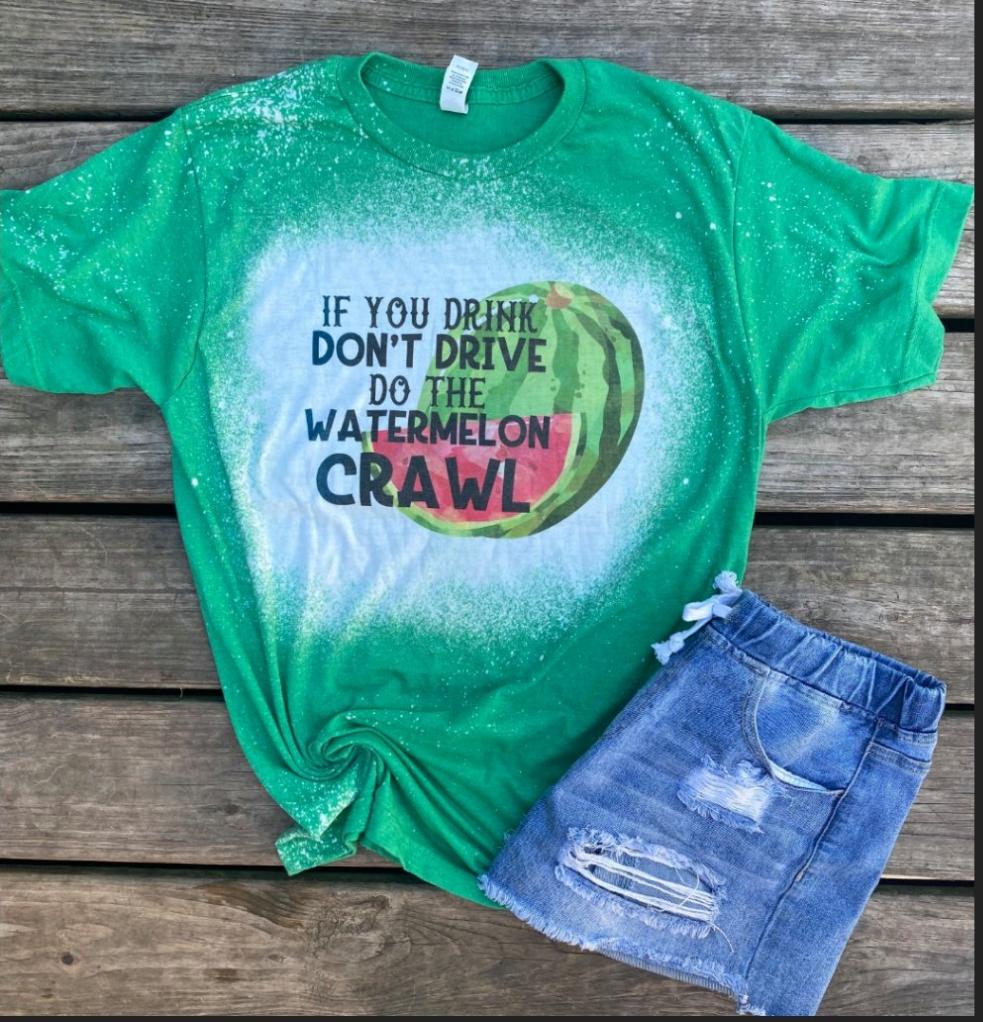 Do the watermelon Crawl green bleached tee
