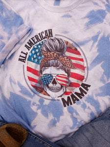 All American Mama Baby Blue Acid Wash Tee