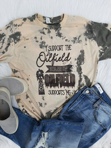 Support the Oilfield Dipped Bleached Tee